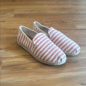 Toms White and Red Espadrilles Slip-On Shoes